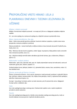 PREPORUČENE VRSTE HRANE I JELA U PLANIRANJU DNEVNIH