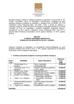 Na osnovu člana 8. alineja 13. Statuta Fondacije za izdava&scaron;tvo V