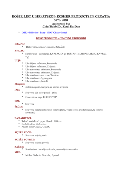 ko&scaron;er list u hrvatskoj- kosher products in croatia