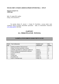 ZAHTJEV ZA PRIKUPLJANJE PONUDA