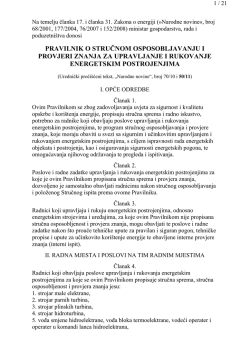 PRAVILNIK O STRUČNOM OSPOSOBLJAVANJU I PROVJERI
