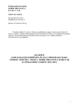 izvje&scaron;će o realizaciji godi&scaron;njeg plana i programa rada če&scaron;kog