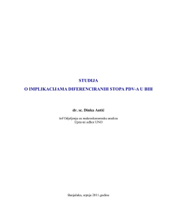 Studija - Implikacije uvođenja diferencirane stope PDV-a