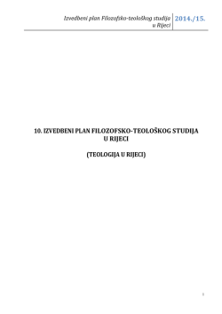 Izvedbeni plan / Red predavanja