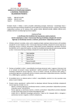 Zaključak o utvrđivanju liste kandidata koji ispunjavaju uvjete