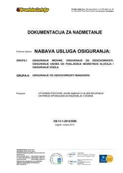 DOKUMENTACIJA ZA NADMETANJE Predmet