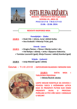 19.00 h - Župa sv. Jelene Križarice, Zabok