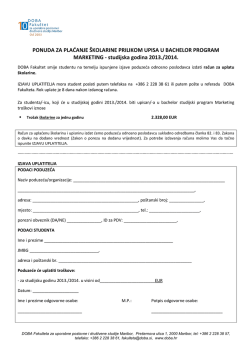 PONUDA ZA PLAĆANJE &Scaron;KOLARINE PRILIKOM UPISA U