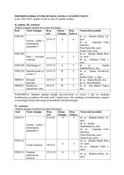 PREDDIPLOMSKI STUDIJ RUSKOG JEZIKA I KNJIŽEVNOSTI (u ak