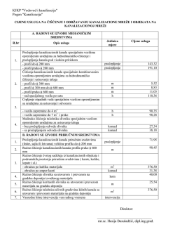 Cijena usluga - KJKP `Vodovod i kanalizacija`