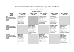 Raspored posebnih kliničkih vježbi iz kolegija Zdravstvena njega