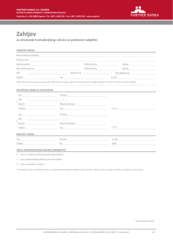 Zahtjev za otvaranje transakcijskog računa za