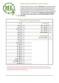 Cjenik otkupa praznih spremnika za pisače SPREMNICI ZA INKJET