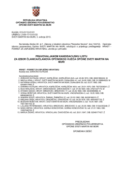 prihvaćene kandidacijske liste i zbirna lista za članove općinskog