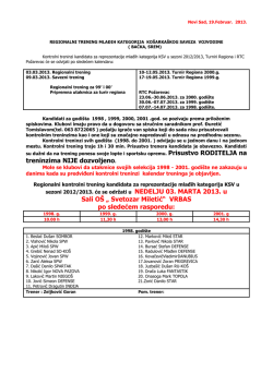 Kontrolni trening muskih selekcija KSV