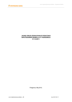 Javno objelodanjivanje podataka Hipotekarna banka 2011
