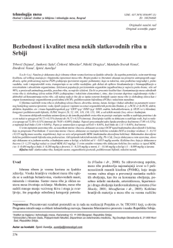 Bezbednost i kvalitet mesa slatkovodnih riba u Srbiji