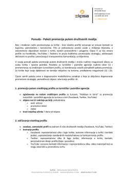 Ponuda - Paketi promocije putem dru&scaron;tvenih medija