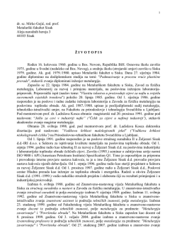 dr. sc. Mirko Gojić, red. prof. Metalurški fakultet Sisak Aleja