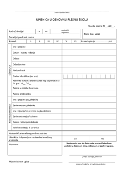 UPISNICA U OSNOVNU PLESNU &Scaron;KOLU