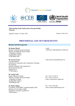 PROVISIONAL LIST OF PARTICIPANTS