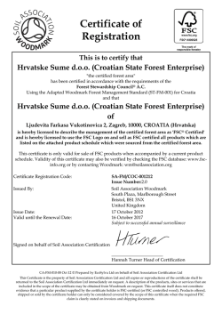 Certifikat - Hrvatske &scaron;ume