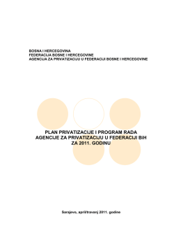 Plan privatizacije i program rada Agencije za privatizaciju u FBiH za