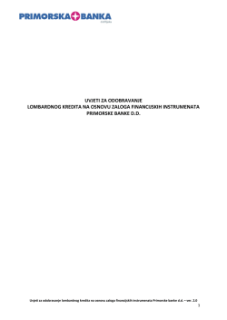 Opći uvjeti za Lombardne kredite na osnovi zaloga