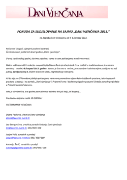 PONUDA ZA SUDJELOVANJE NA SAJMU &bdquo;DANI VJENČANJA 2013.&ldquo;