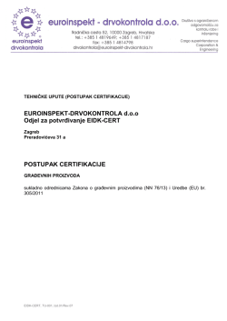 EUROINSPEKT-DRVOKONTROLA d.o.o Odjel za potvrđivanje EIDK