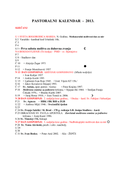 PASTORALNI KALENDAR - 2013.