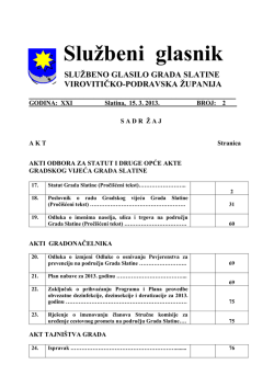 Službeni glasnik SLUŽBENO GLASILO GRADA