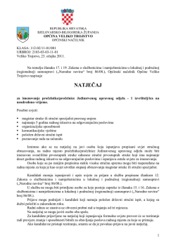 Natječaj za imenovanje pročelnika/pročelnice