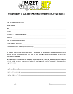 suglasnost o sudjelovanju na utrci maloljetne osobe