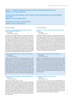 Sažeci s 1. Kongresa Hrvatskog dru&scaron;tva ortodonata