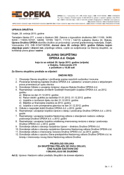 GLAVNU SKUPŠTINU OPEKA d.d. Osijek