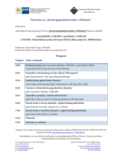 Pozivnica za &bdquo;Susret gospodarstvenika u Mostaru&ldquo; Program