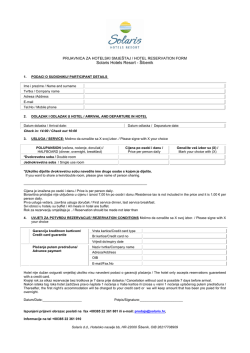 Solaris Prijava smje&scaron;taja