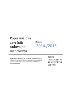 ITS smjer - Fakultet prometnih znanosti
