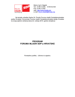 PROGRAM FORUMA MLADIH SDP