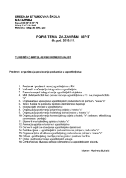 popis tema za završni ispit - Srednja strukovna škola, Makarska