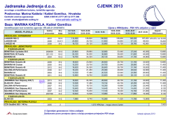 Jadranska Jedrenja - cjenik 2013 HRK