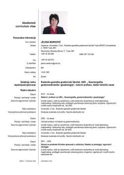 CV - Rudarsko geolo&scaron;ko građevinski fakultet