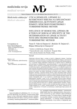 uticaj hemolize, lipemije ili ikteričnosti seruma na