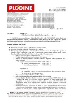 Obavijest o održanoj sjednici Nadzornog odbora i uprave