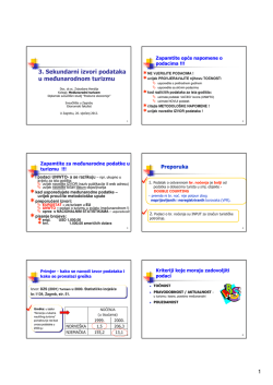 3. Sekundarni izvori podataka u me unarodnom turizmu