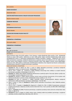 Ime i prezime RANKO KOVAČEVIĆ Akademski naslov DOKTOR
