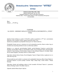 SVEUČILI&Scaron;TE / UNIVERZITET "VITEZ" VITEZ