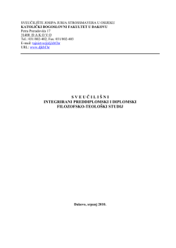 Studijski program - Katolički bogoslovni fakultet u Đakovu