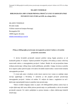 Tomorad, M. Hrvatski prinosi proucavanju staroegipatske povijesti i